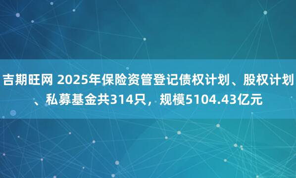 吉期旺网 2025年保险资管登记债权计划、股权计划、私募基金共314只，规模5104.43亿元